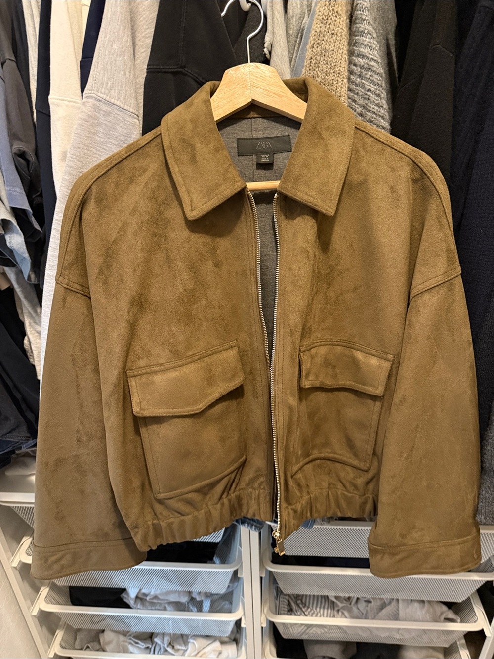 Zara brown faux suede jacket - Picture 7 of 8